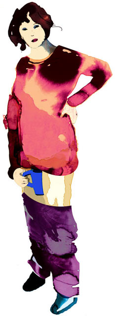 Illustration av kvinna stående med pipinette